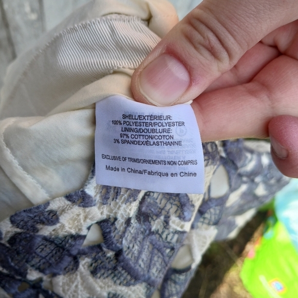 Tory Burch Womens Sz 8 Guipure Summer Lace Natural Floral Mini Dress Gray/Cream‎ - Picture 6 of 7